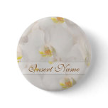 Orchid wedding bridal party name tags classy buttons