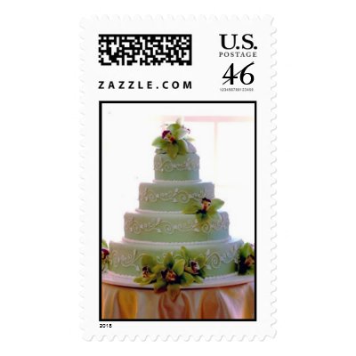 Orchid Wedding Cake Postage Stamps by Hairgenie23