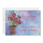 Orchids and Watercolor 90th Birthday Invites