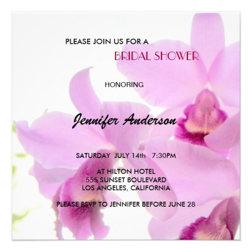 Orchids Bridal-Wedding Shower or Birthday Invites