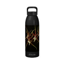Orchids on Black Water Bottles