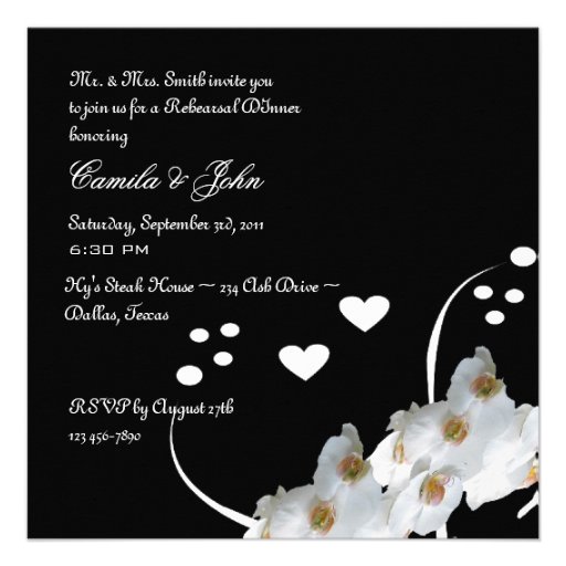 Orchids & Swirls Rehearsal Dinner Invitation