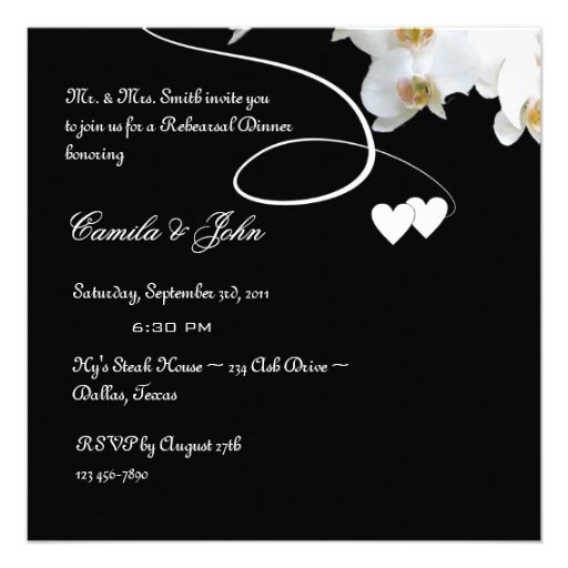 Orchids & Swirls Rehearsal Dinner Invitation