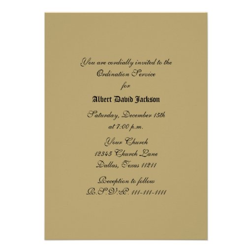 Ordainee to be Church Ordination Invitation