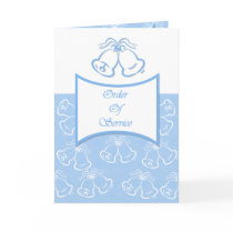 Order Of Service - Blue White Wedding Bells cards