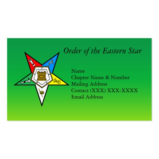 Order of the Eastern Star Business Cards