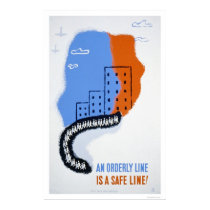 Orderly Line Civil Defense 1941 WPA posters