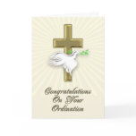 Ordination congratulations with a golden cross card