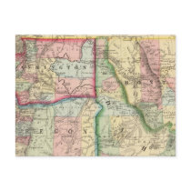 Ore, Wash, Idaho, Mont Map by Mitchell Postcards