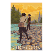 Oregon Fly Fishing - Vintage Travel Poster posters