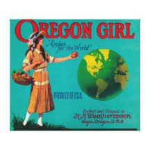 Oregon Girl Apple Crate LabelElgin, OR Gallery Wrapped Canvas