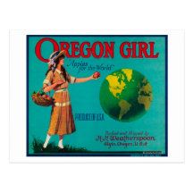 Oregon Girl Apple Crate LabelElgin, OR Post Card