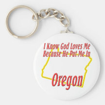 Oregon - God Loves Me Key Chain
