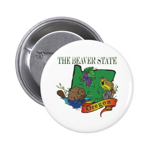 Oregon The Beaver State Lark Grape Pinback Button