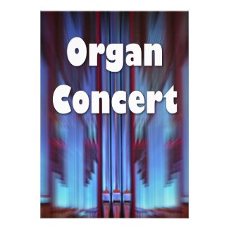 Organ concert invitation blue pipes