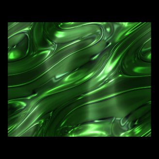 Organic Art Molten Metal Plain Big Waves Green Print