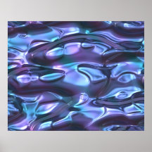 Organic Art Molten Metal Sheet Twisted Blue Posters