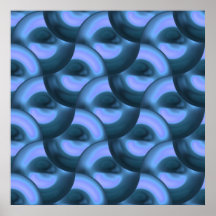 Organic Art Round Metal Plates Blue Seamless Posters