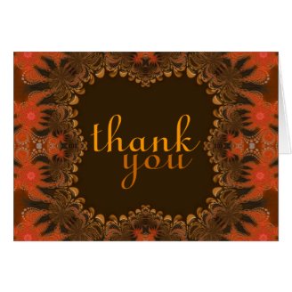  Peacock Green Fractal Lace Thank You Greeting Cards