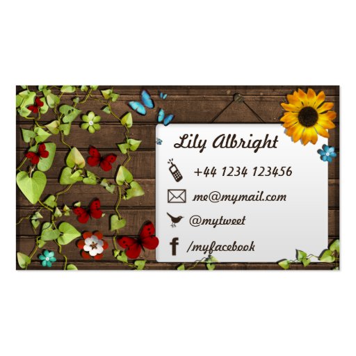 Organic Business Card Social Media Icons (front side)