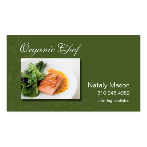 "Organic Chef" Catering, Healthy Eating, Nutrition Business Cards (front side)