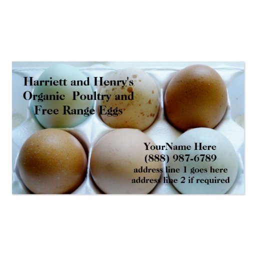 Organic Chickens and Eggs  Business Cards (front side)