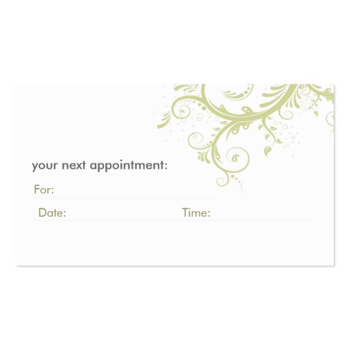 Organic Cosmetologist  Appointment Business Card (back side)