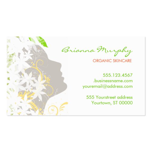 Organic Cosmetologist  Appointment Business Card (front side)