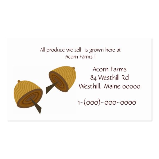 Organic Farm with Acorn Business Card Templates (back side)