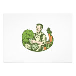 Organic Farmer Green Grocer With Vegetables Retro Custom Announcements