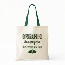 Organic Green Kitchen Saying Canvas Tote bags