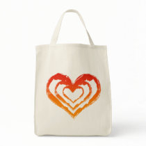 Organic Heart Fire Grocery Tote bags
