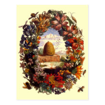 Organic Honey Bee Hive Market Vintage POSTCARD