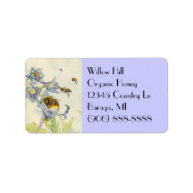 Organic Honey Bees Morning Glory Flowers Labels