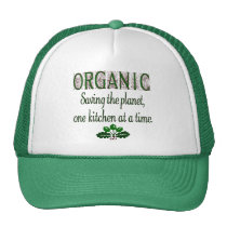 Organic Saving the Planet Kitchen Saying hats