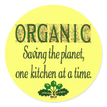 Organic Saving the Planet Kitchen Saying stickers