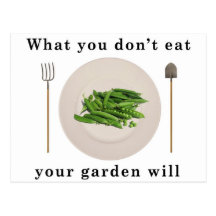 Organic vegetables, what you don't eat your garden post card