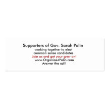 Organize4Palin.com Calling Cards Slim Design Business Cards