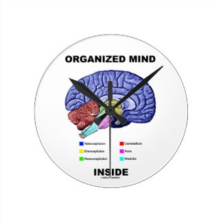 Organized Mind Inside (Anatomical Brain Attitude) Round Wall Clock