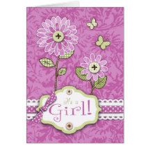 Organza Flowers Card Pink