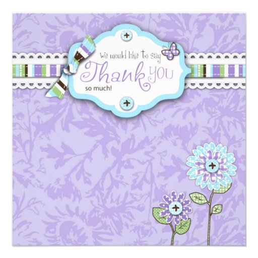 Organza Flowers TY Square Lav Personalized Announcement