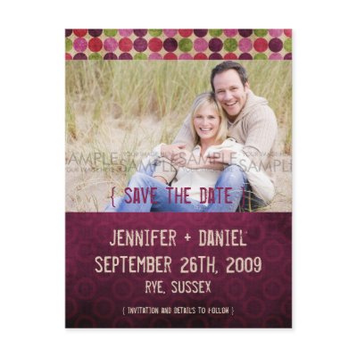 "Orient" Burgundy Retro Save the Date Announcement Postcard