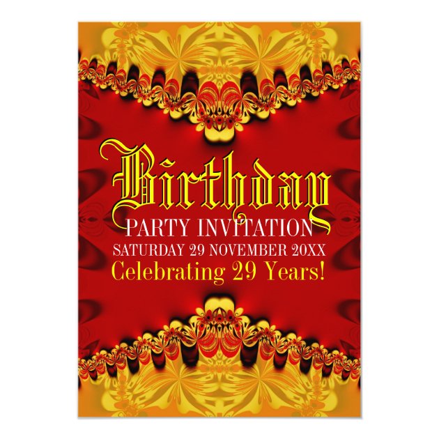 Orient Jungle Golden Birthday Party Invitation