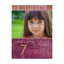 Orient Stripe Burgundy • Birthday Party Invitation postcards by CSKidsOccasions Orient Stripe Burgundy • Birthday Party Invitation postcards