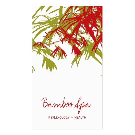Oriental Asian Bamboo Leaves Tree Modern Zen Spa Business Card Templates (front side)