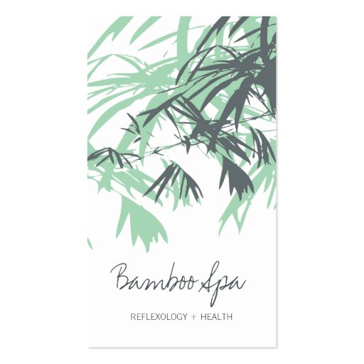 Oriental Asian Bamboo Leaves Tree Modern Zen Spa Business Cards (front side)
