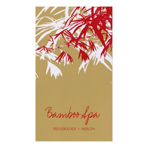 Oriental Asian Bamboo Leaves Tree Modern Zen Spa Business Card (front side)