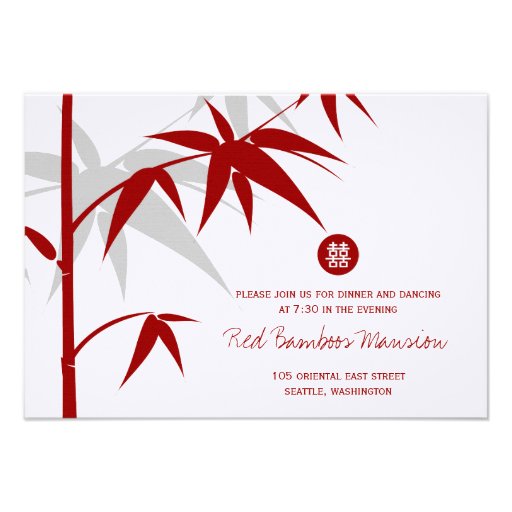 Oriental Asian Chinese Bamboo Tree Wedding Recepti Announcement