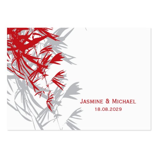 Oriental Bamboo Leaves Wedding Guest Place Card Business Card Template (back side)