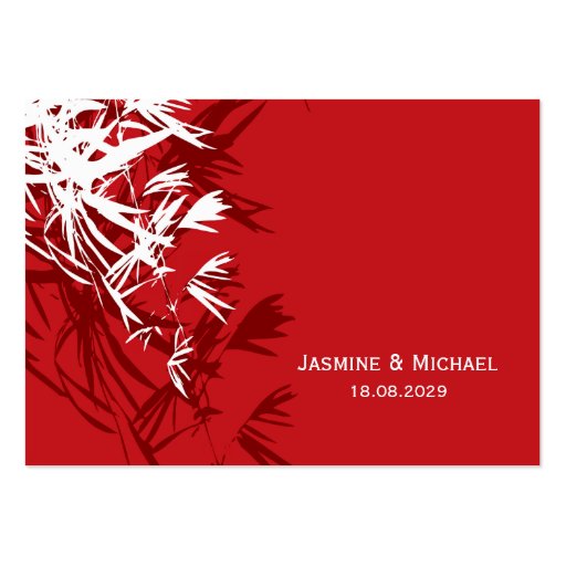 Oriental Bamboo Leaves Wedding Guest Place Card Business Card Templates (back side)